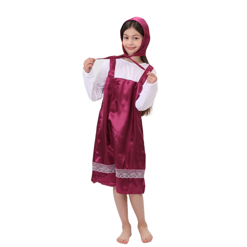 Cartoon -personage Masha kostuum Halloween Little Red Riding Hoodie Party Carnival Costume