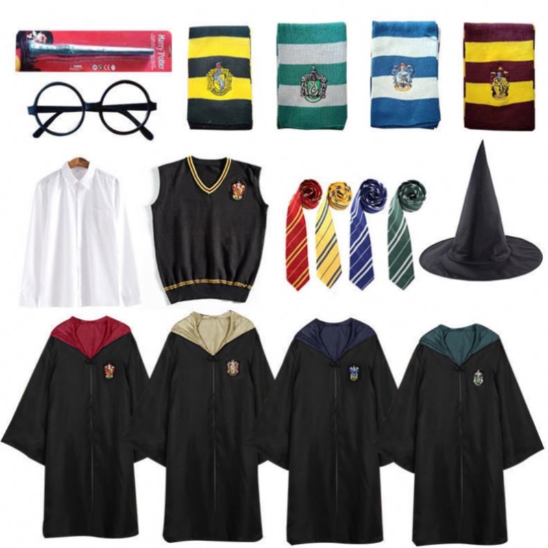 Nieuwe aankomst Harry Cosplay kostuum kinderen en volwassen pottenbakkel voor Halloween -feestkostuums