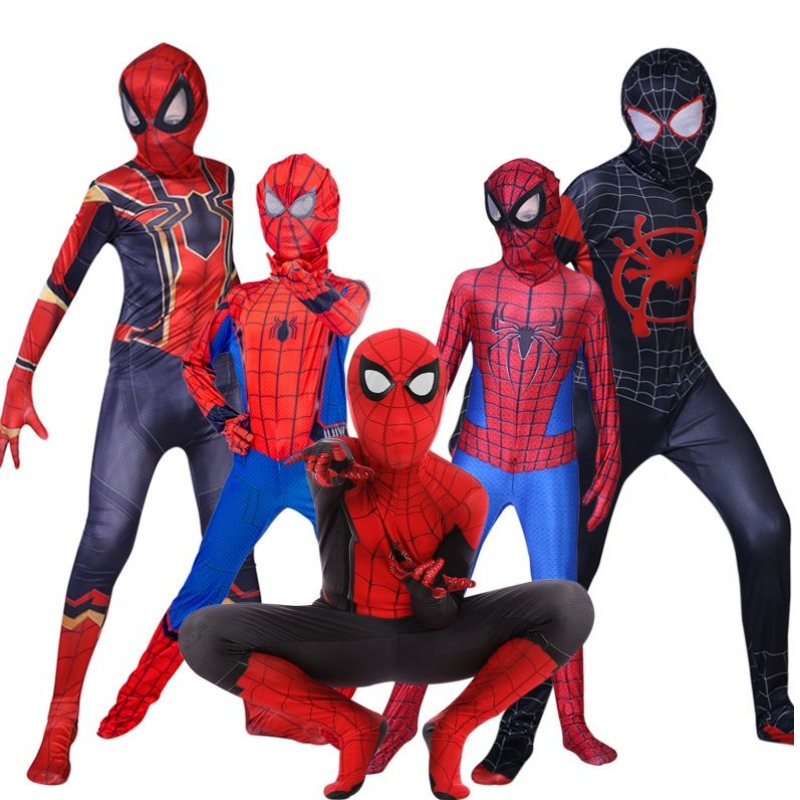 Spider Man Spiderman Kostuum Fancy Jumpsuit Volwassene en kinderen Halloween Cosplay Kostuum Red Black Spandex 3D Cosplay Clothing