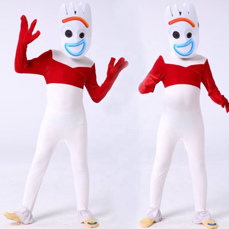 Factory White Bodysuit Cosplay Kostuum voor Halloween Party Forky Performance Wear Toy Story Kostuum voor kinderen met masker