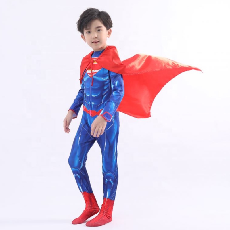 Chinese fabrieks-ouder-kind parallel tv&movie superheld cosplay kostuum Halloween kleding kostuum de super man met cape