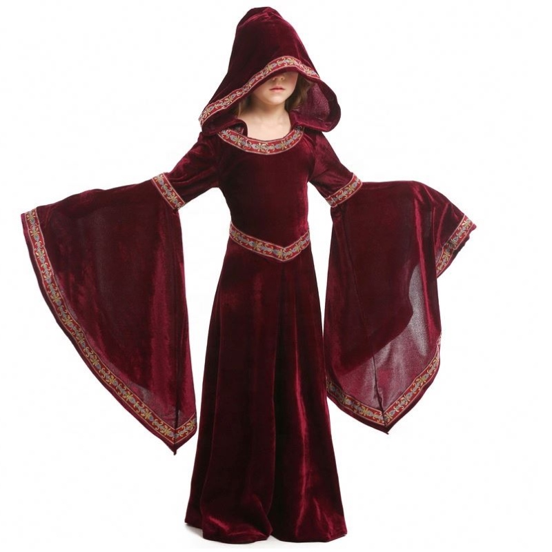 Europese middeleeuwse Halloween Wine Red Vampire Children 's Clothing Girls Party Vampire Witch Costuums