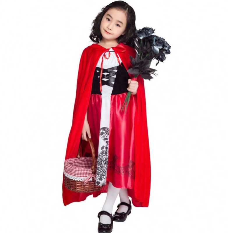 Kinderkostuums van kinderen Halloween Children \\'s Little Red Ride Hood -kostuum met cape voor kinderen