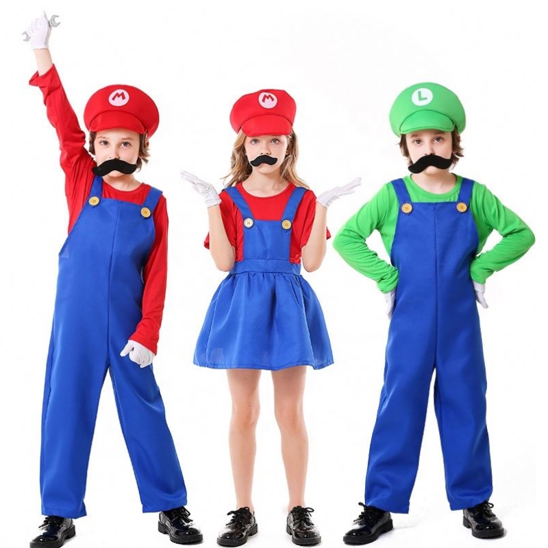 Hot Halloween Cosplay Louis Game Stage Costumes Plumber Overalls Child Super Mario Bros Costumes