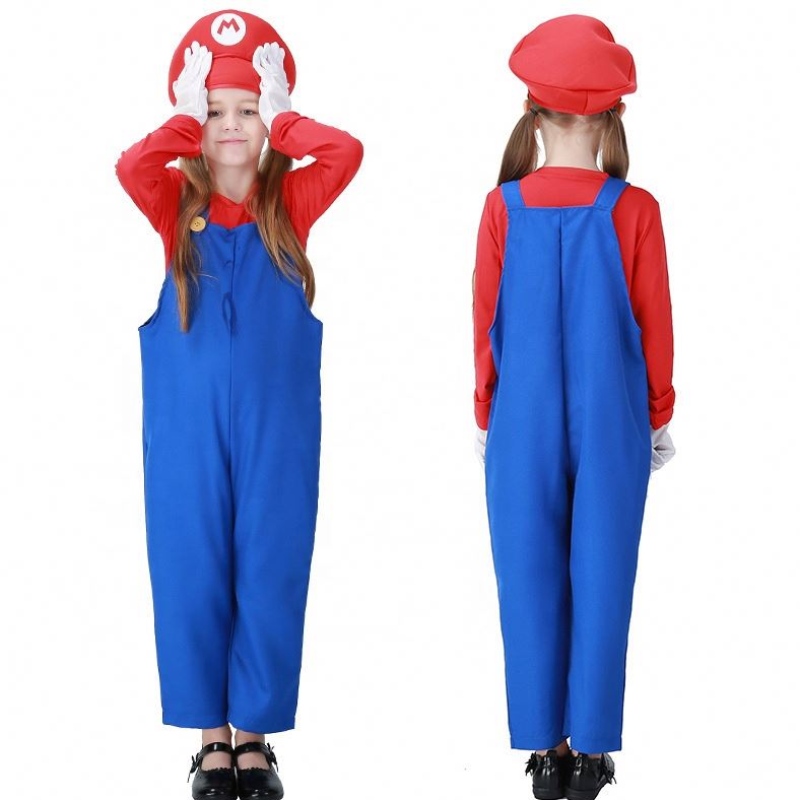 Hot Halloween Cosplay Louis Game Stage Costumes Plumber Overalls Child Super Mario Bros Costumes