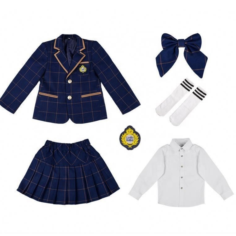 Hot British Style Primary School Uniforms Class Uniform Plaid driedelige kleuterschooluniformen