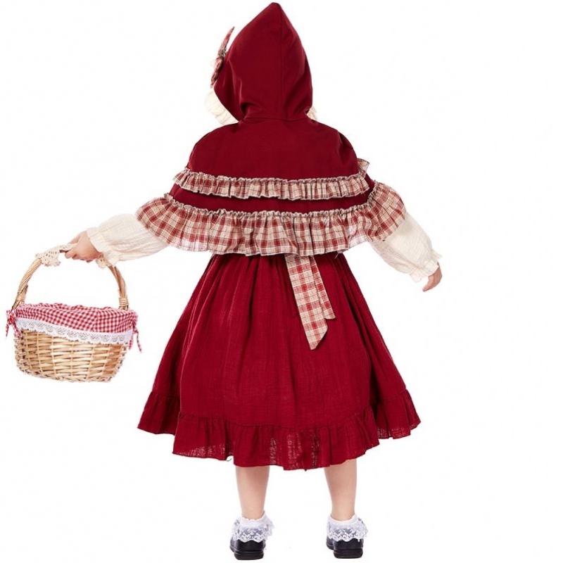 Hot Children's Stage Show Lolita Soft Girl -stijl kanten jurk met mantel Little Red Riding Hood -kostuums