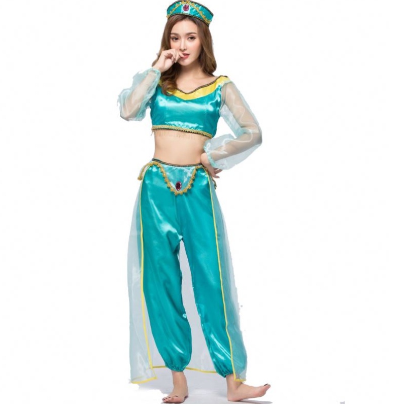 Speluniformen Europa en de Verenigde Staten Halloween -kostuums Cosplay Sexy Aladdin Magic Lamp Jasmine Princess Dress