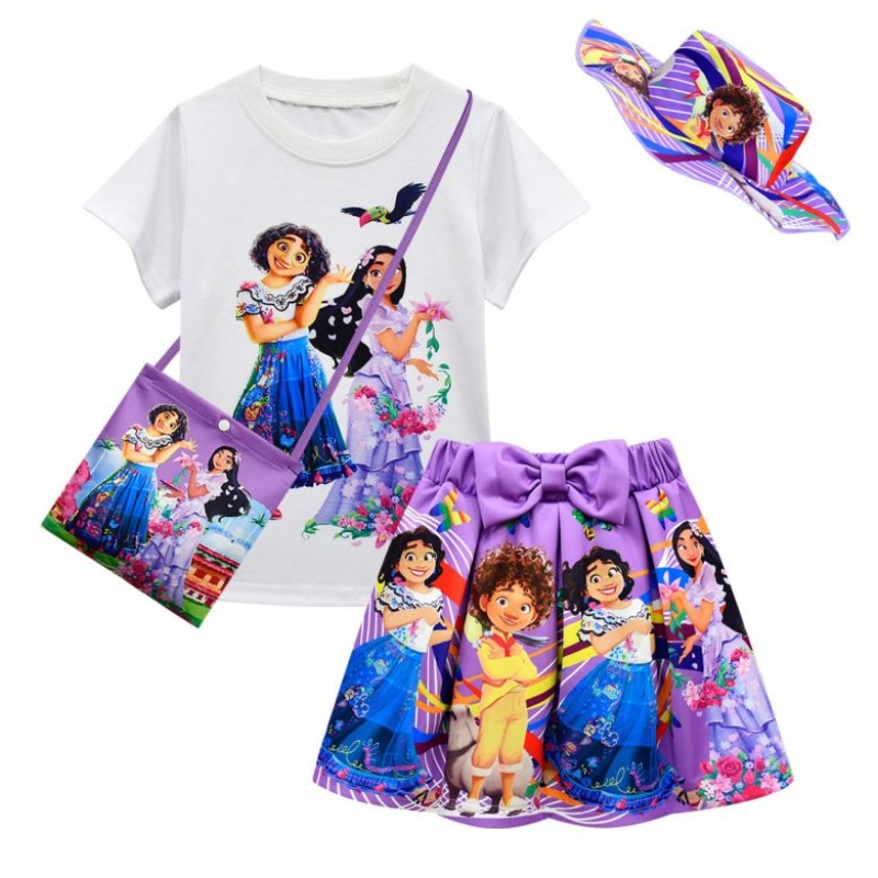 Baige 4Pcs Kinderen Kleding Kid Korte Mouw T Shirt Met Print Shorts Encanto Meisjes Kleding Sets