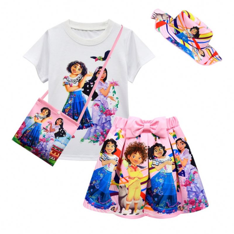 Baige 4Pcs Kinderen Kleding Kid Korte Mouw T Shirt Met Print Shorts Encanto Meisjes Kleding Sets