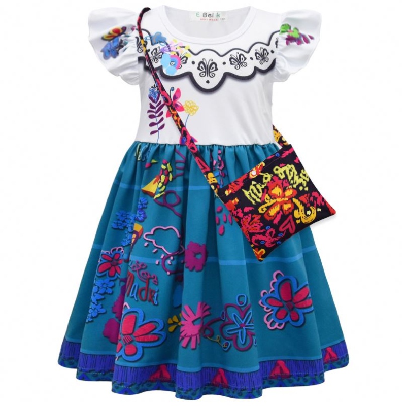 2022 Groothandel Nieuwe aankomst Magic Film Hot Kids Halloween Dress Kostuum Kinderen Baby Girls Outfit Dress Kostuum met tas