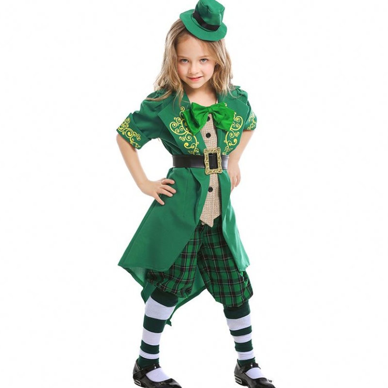 Children Halloween Irish Elf Performance Uniform Outfit St. Patrick's Day Girl Leprechaun Costume DGHC-089