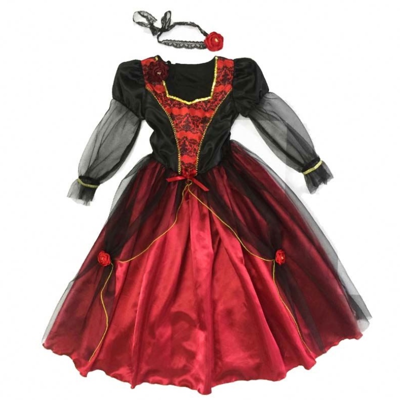 2022 Kwaliteit Halloween Kostuum Kids Vampire Girl Cosplay kostuum voor 10-12y HCVM-001