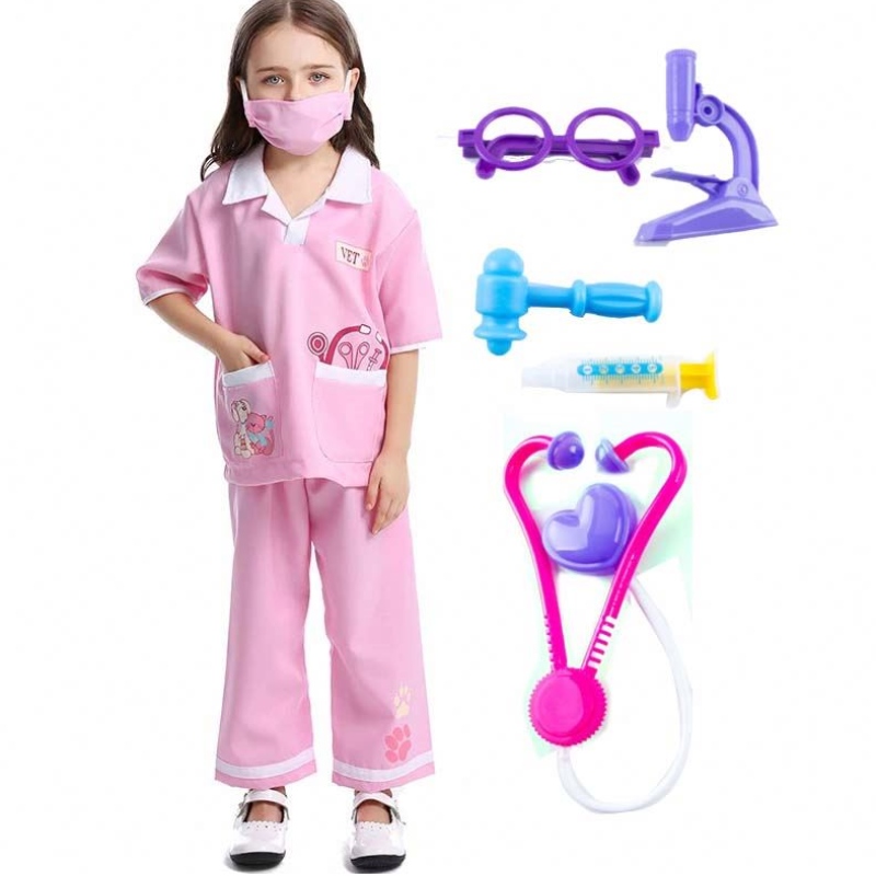 Dr. Uniform Animal Doctor Deterinarian Ton Cless Up Set Set Halloween-kostuums met medische kit HCBC-013