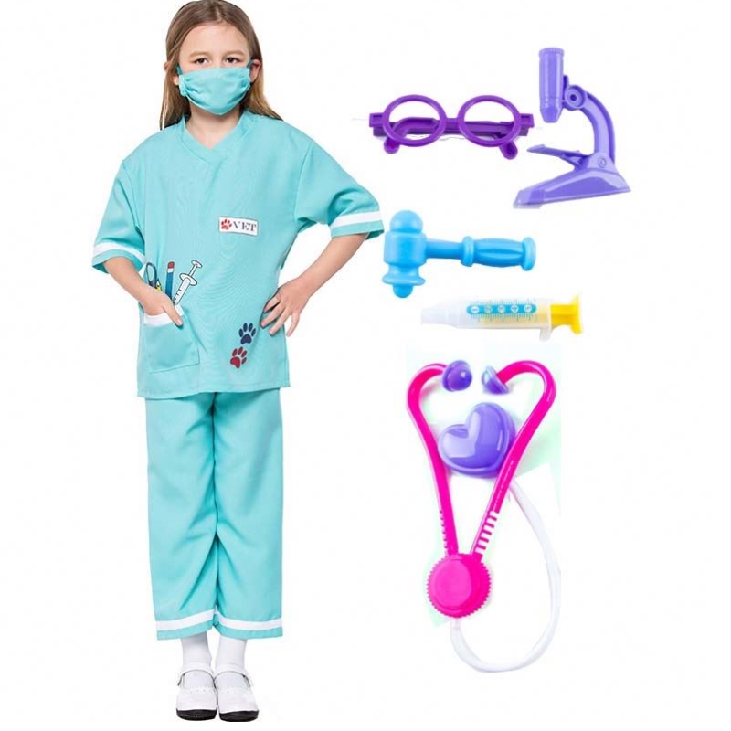 Dr. Uniform Animal Doctor Deterinarian Ton Cless Up Set Set Halloween-kostuums met medische kit HCBC-013