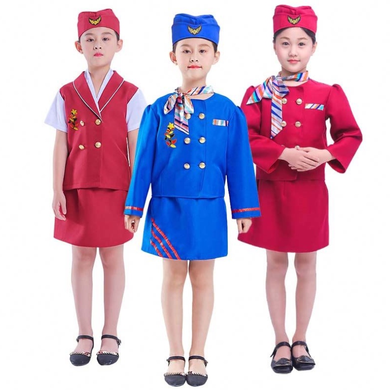 Carnival Party Kostuum Kids Girls Halloween Stewardeant Airline Stewardess Costume HCBC-023