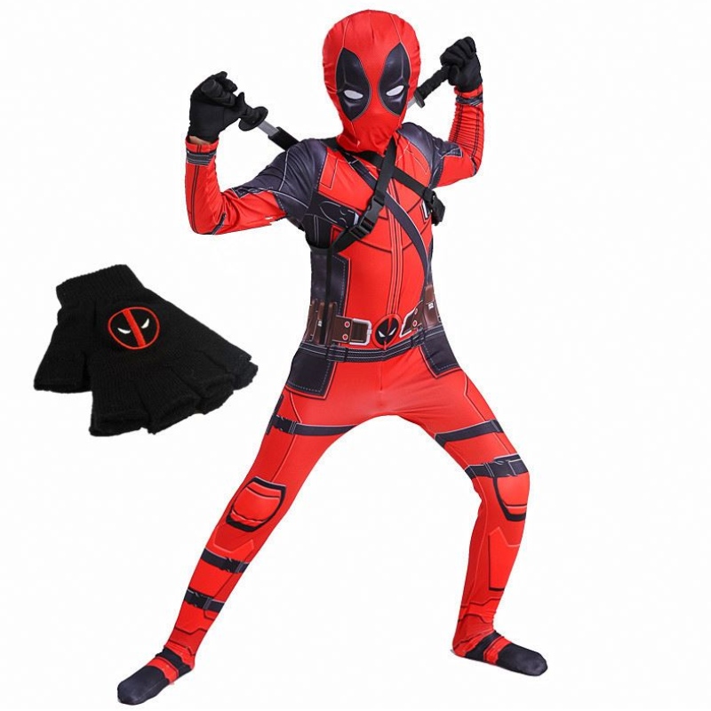 4-12y Boy Deadpoo Kostuum Kids Cosplay Superhero Costuums Mask Suit jumpsuit Halloween Party Costume Carnival Show