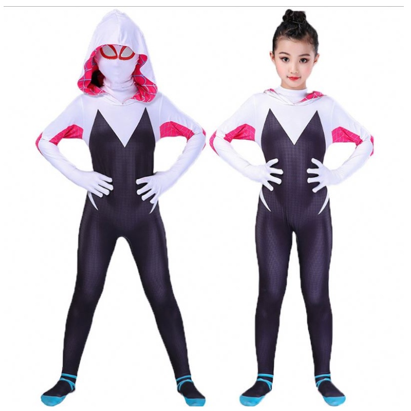 3D Kids Women Spider Gwen Costume Gwendolyn Maxine Stacy Zentai Suit Spidergirl Cosplay Halloween -kostuums voor meisjes