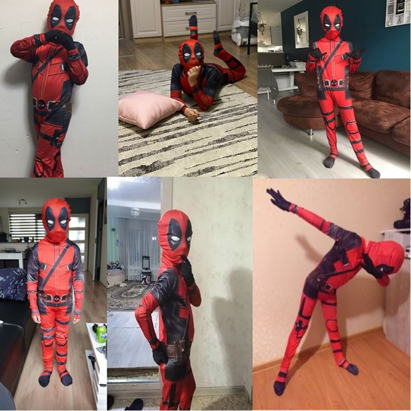 4-12y Boy Deadpoo Kostuum Kinderen Cosplay Masker Pak Jumpsuit Halloween Party Costume Carnival Show Spider Man Costumes