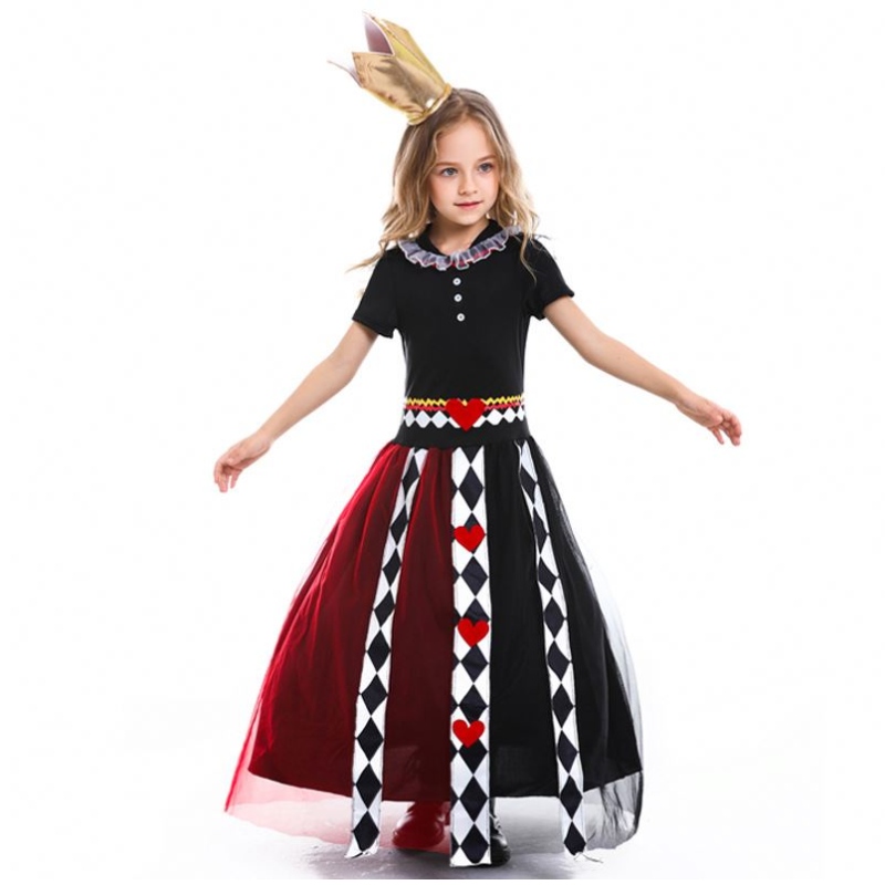 Girls Alice in Wonderland Red Queen of Heart Cosplay kostuum Kinderen Halloween Performance Fancy Party Dress Children Queen Cosplay