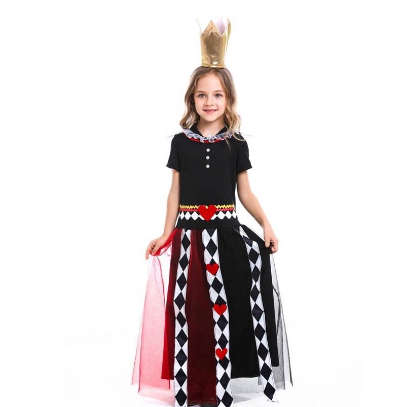 Girls Alice in Wonderland Red Queen of Heart Cosplay kostuum Kinderen Halloween Performance Fancy Party Dress Children Queen Cosplay