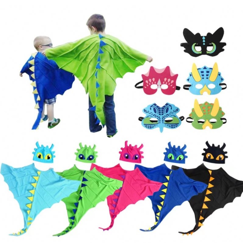 Dinosaurus-costume-cape voor kinderen met hood Halloween Cosplay kostuum verjaardagsfeestje gunsten