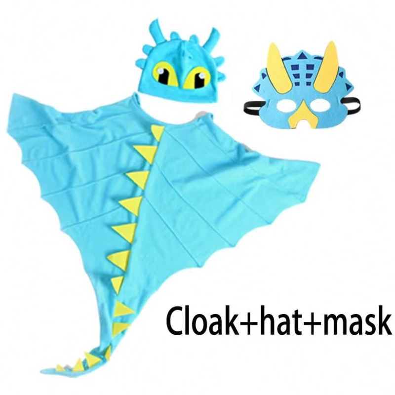 Kinderen Halloween -kostuummantel met hoed en masker Dinosaur Cosplay Fancy Jancy Up feestartikelen