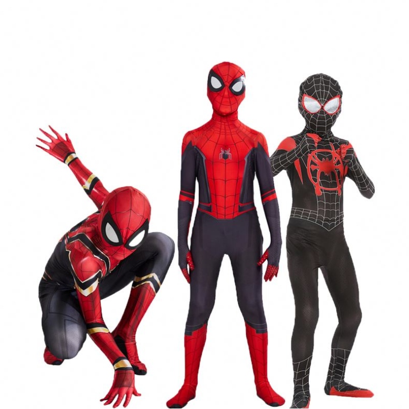 Hoogwaardige spiderman kostuum fancy jurk volwassene en kinder Halloween kostuum rood zwarte spandex 3D cosplay kleding