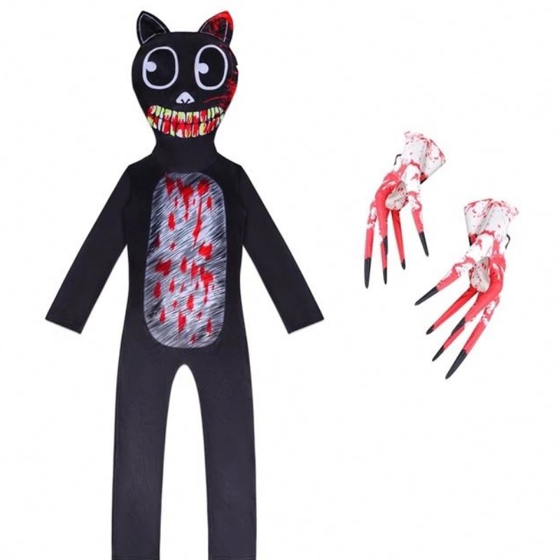 Halloween -kostuums voor kinderen anime zwarte kat cosplay jongens meisjes bodysuit cartoon carnaval feestkleding