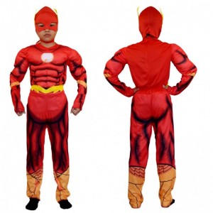 Boy \\\\ \'s Deluxe Flash Costume Fancy Dress Kids Fantasy Comics Movie Carnival Party Halloween Flashman Cosplay kostuums