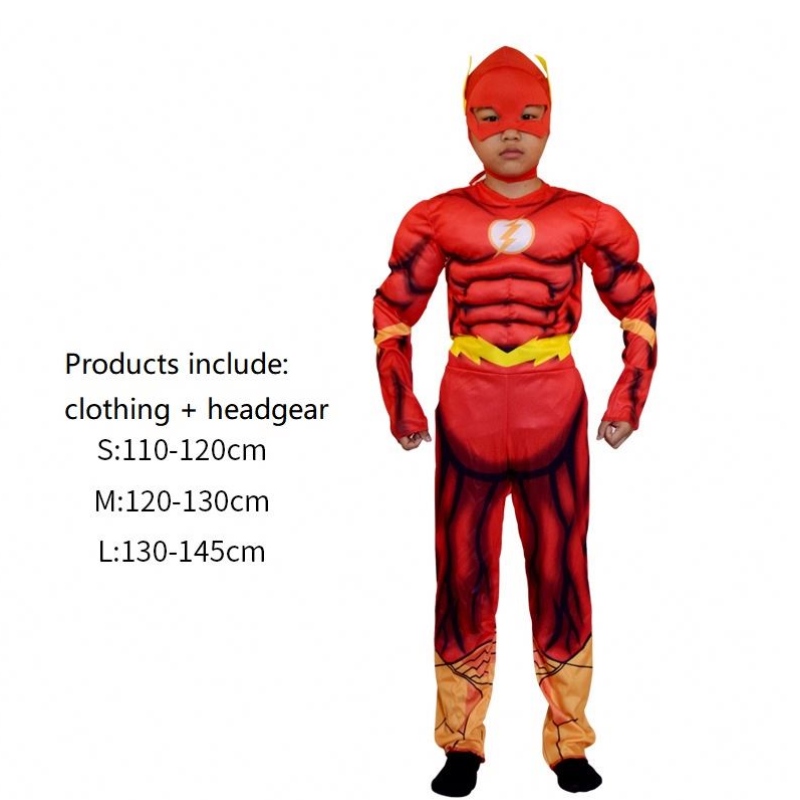 Boy \\ 's Deluxe Flash Costume Fancy Dress Kids Fantasy Comics Movie Carnival Party Halloween Flashman Cosplay kostuums