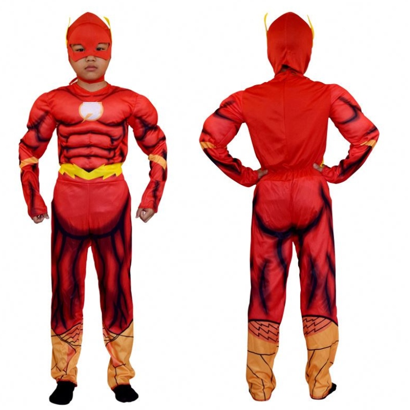 Boy \\ 's Deluxe Flash Costume Fancy Dress Kids Fantasy Comics Movie Carnival Party Halloween Flashman Cosplay kostuums