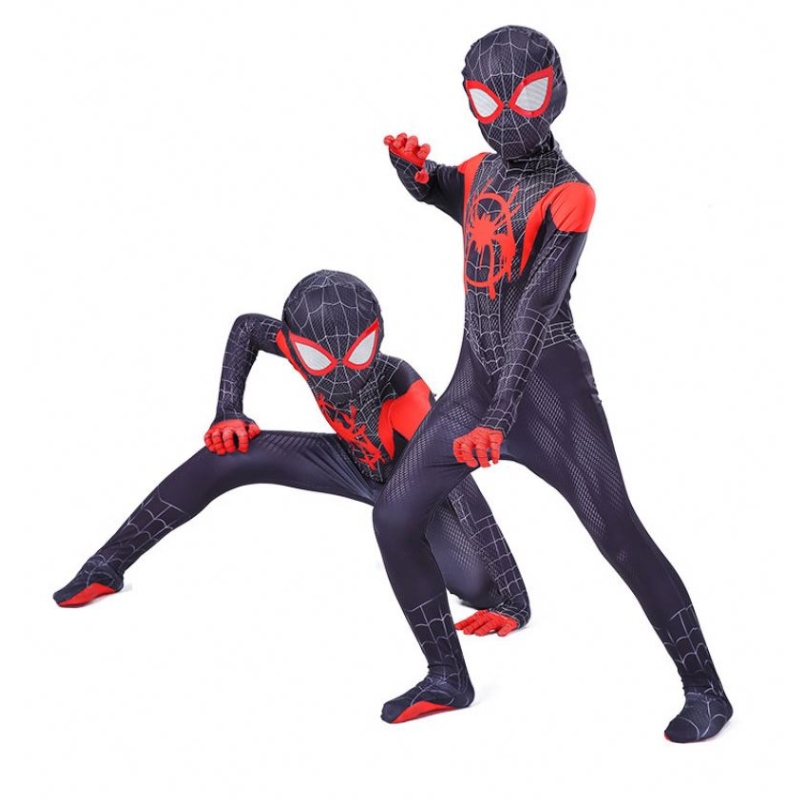 Nieuwe Miles Morales ver van thuis cosplay kostuum Zentai Spiderman kostuum superheld bodysuit spandex pak voor kinderen op maat gemaakt