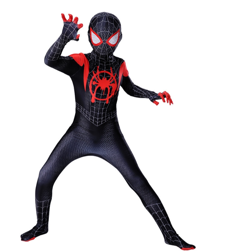 Nieuwe Miles Morales ver van thuis cosplay kostuum Zentai Spiderman kostuum superheld bodysuit spandex pak voor kinderen op maat gemaakt