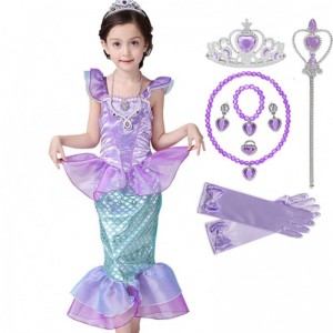 Girl Princess Little Mermaid Dress Kids Cosplay Fancy Kostuum Kinderen Carnaval Verjaardagsfeestjes Kleding Zomerkleding