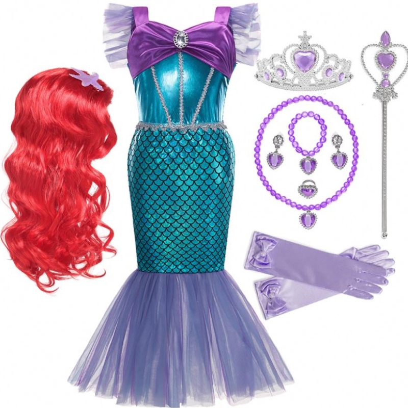 Girl Princess Little Mermaid Dress Kids Cosplay Fancy Kostuum Kinderen Carnaval Verjaardagsfeestjes Kleding Zomerkleding