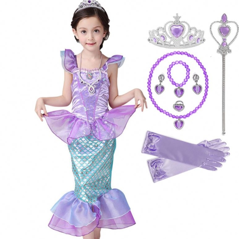 Girl Princess Little Mermaid Dress Kids Cosplay Fancy Kostuum Kinderen Carnaval Verjaardagsfeestjes Kleding Zomerkleding