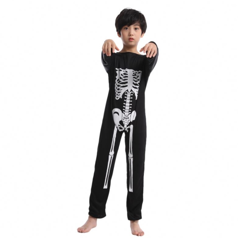 Kostuum Kids Halloween Zombie Cosplay Cosplay Scary Skeleton Skull Kostuum Jumpsuit Volledige sets Carnival Party -kleding