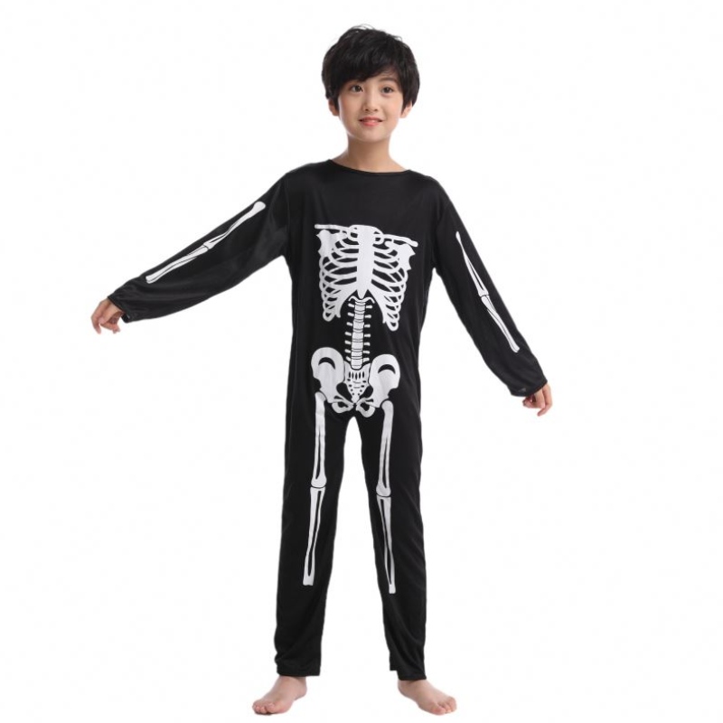 Kostuum Kids Halloween Zombie Cosplay Cosplay Scary Skeleton Skull Kostuum Jumpsuit Volledige sets Carnival Party -kleding