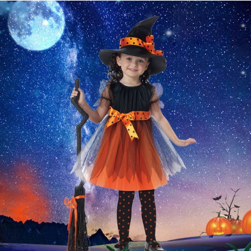 Halloween -kostuum voor kinderen babymeisjes kinderen heksen kostuum meisje cosplay carnaval feest prinses fancy verkleedkleding