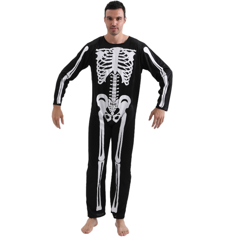 2022 Amazon volwassen jumpsuit Halloween Party -kostuum jumpsuit met skeletbotafdruk voor mannen