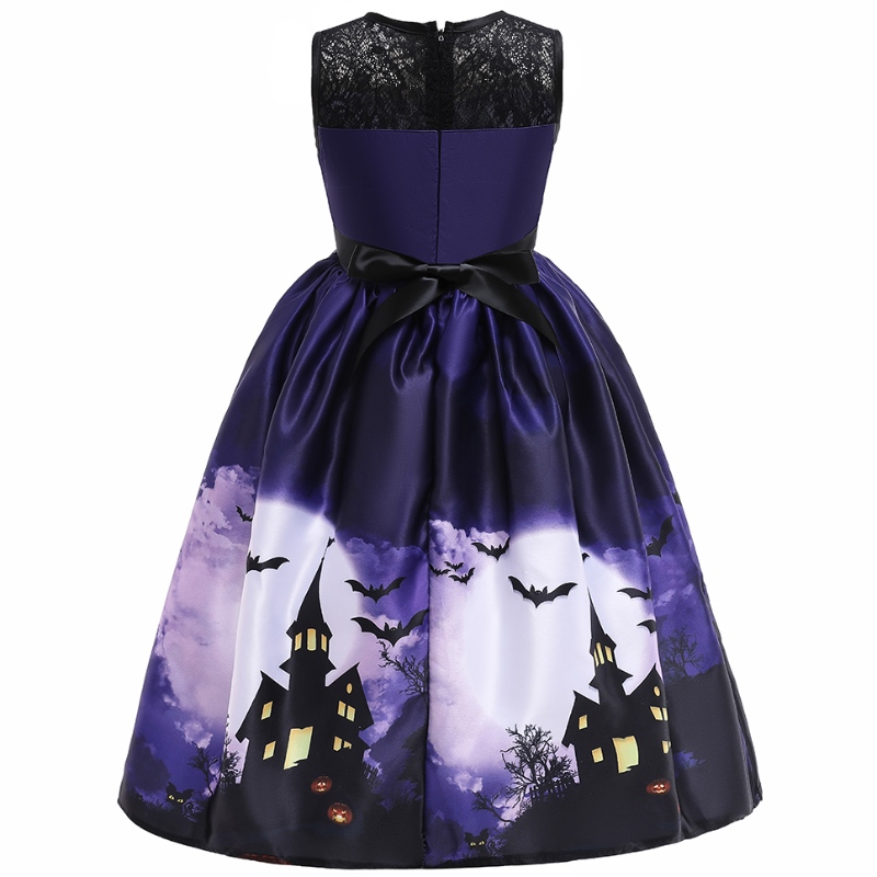 2022 Halloween Dress Bat Gedrukte mouwloze vintage jurk