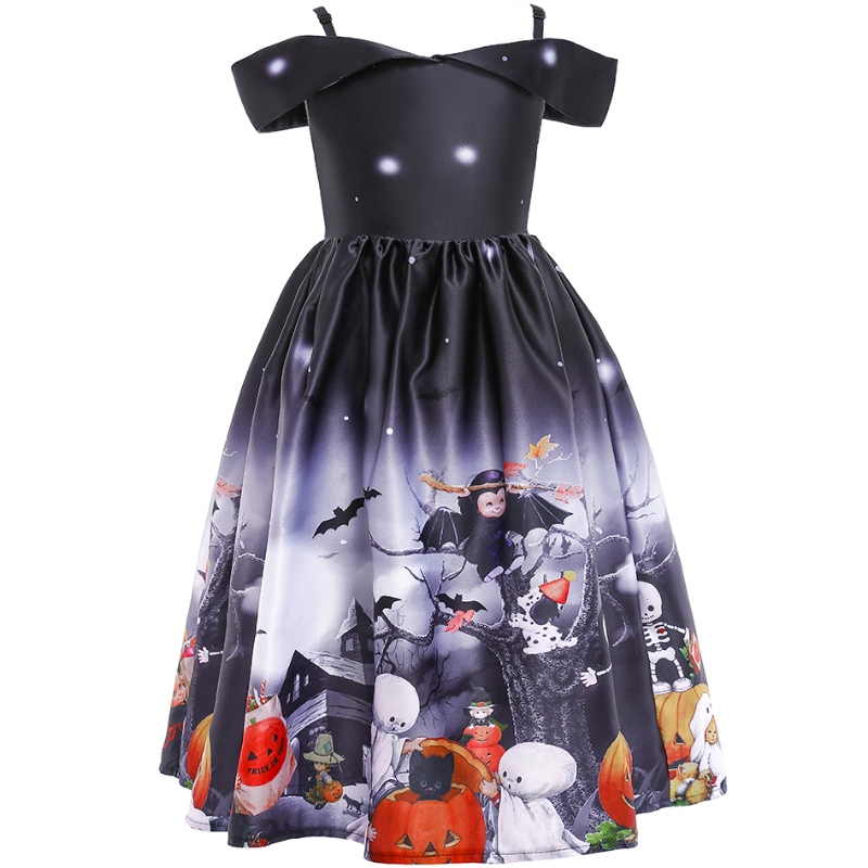 Kids Princess Dress Dress Halloween Print Cartoon Dress Lace kostuum voor Halloween