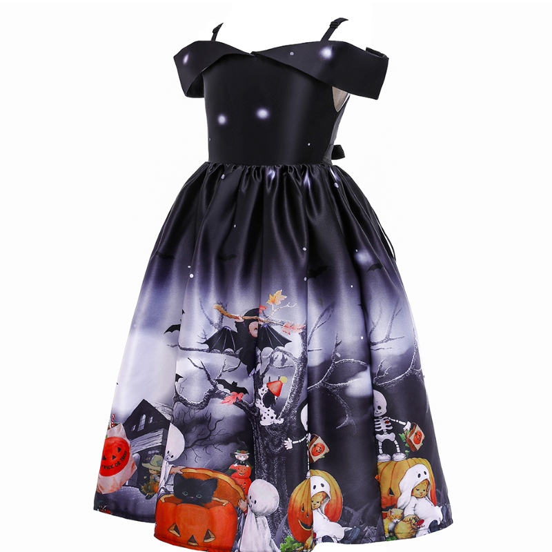 Kids Princess Dress Dress Halloween Print Cartoon Dress Lace kostuum voor Halloween