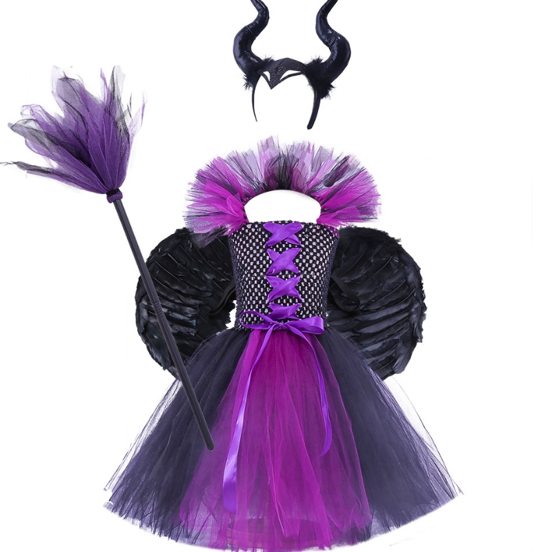 Amazon Hot Selling Children \\'s Halloween Dress Girls Tutu Dress Heksenjurk Hoofdband