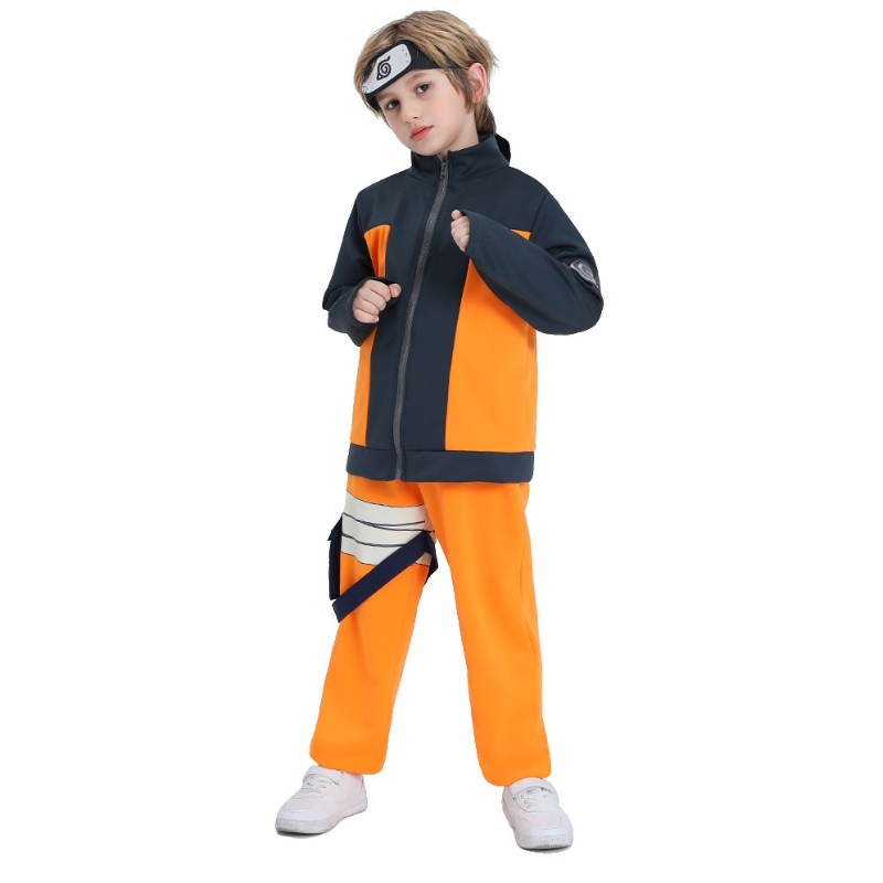 Klaar om te verzenden Fast Dispatch Kid jongens Halloween Anime Uzumaki Cosplay Kostuum Zipper Up Jackets Pants Full Outfit Set