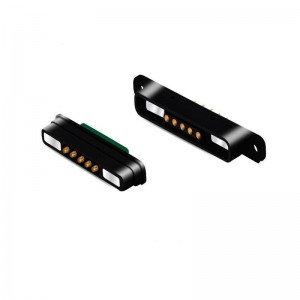 Magnetische elektrische connector met laad- en transmissiesignaal