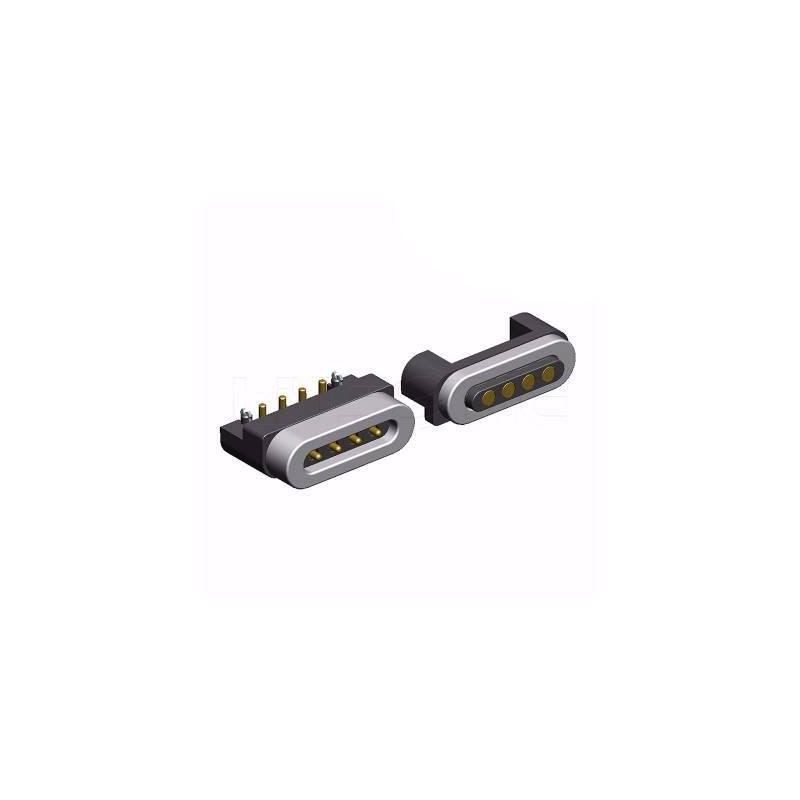 Magnetische elektrische connector met laad- en transmissiesignaal