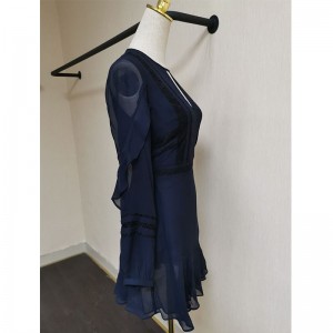 Mode groothandel Franse zachte bloemzoom dames jurk voor vrouwen kleding elegante custom chiffon casual jurken vrouwen