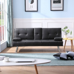 Faux lederen sectionele bank woonkamer bank set met cupholder vouw sofa bed